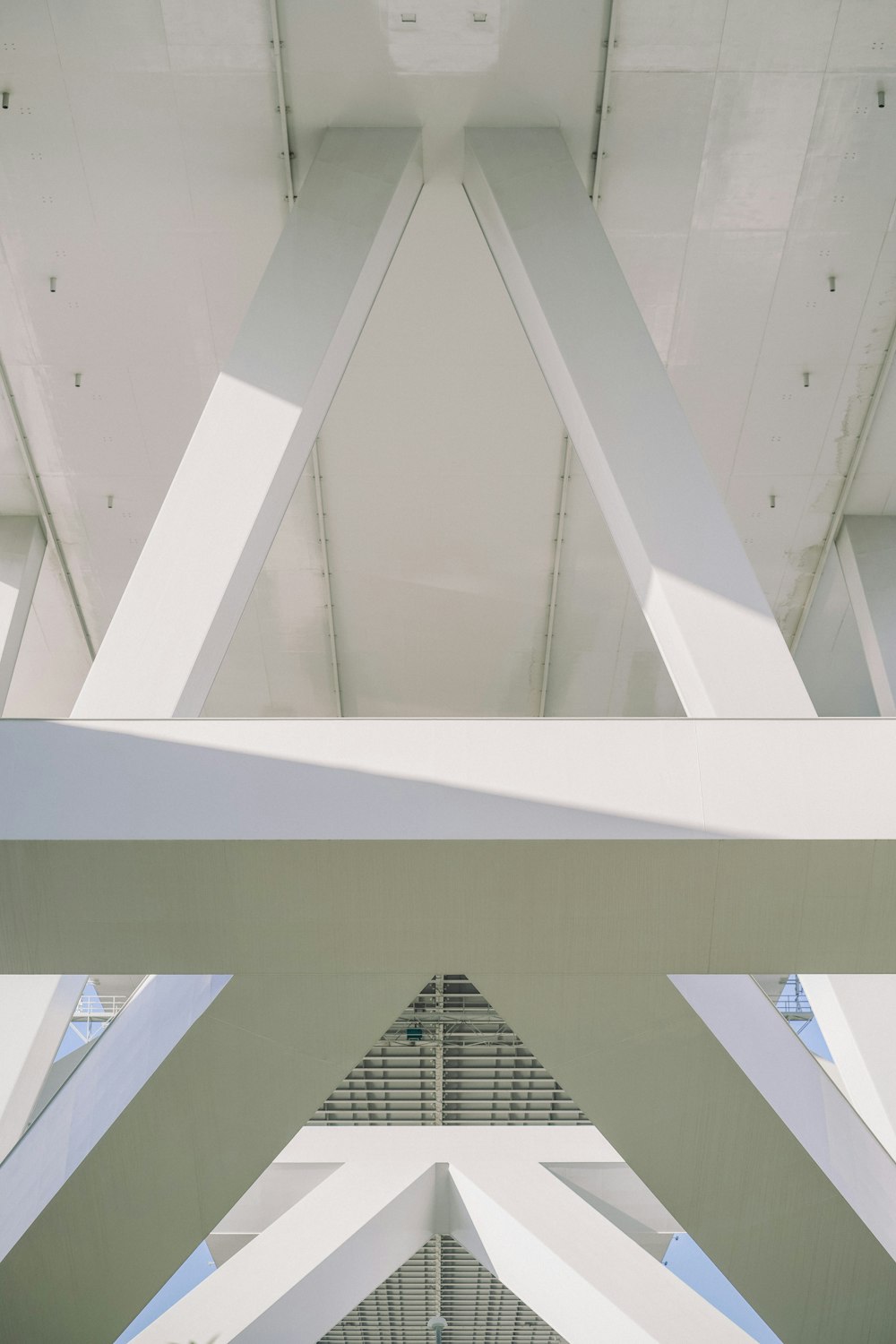 a large white structure with a skylight above it