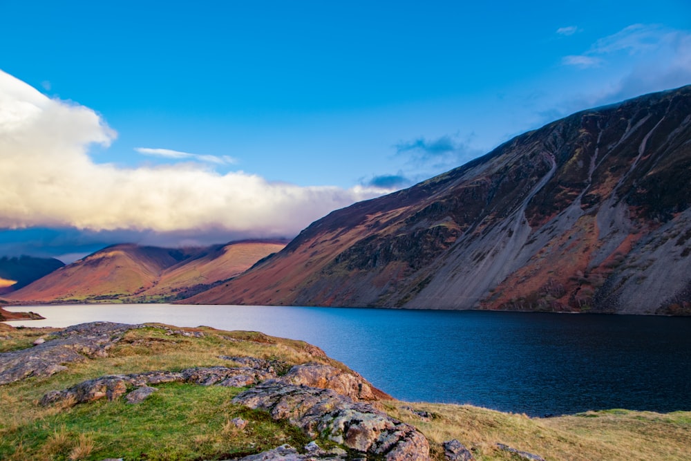 a large body of water surrounded by mountains