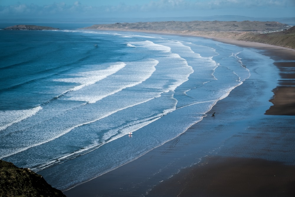 a view of a beach from a high point of view