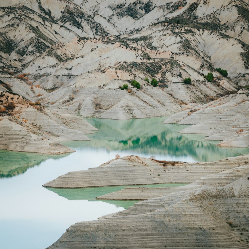 a large body of water surrounded by mountains