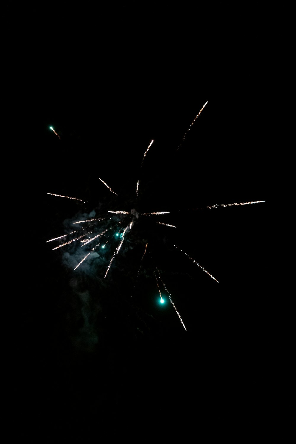 a fireworks is lit up in the dark sky