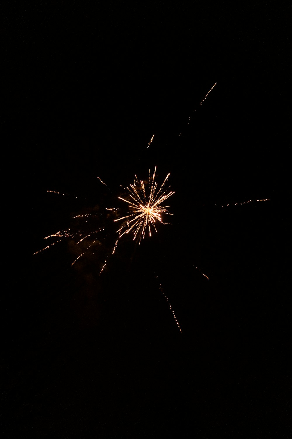 a fireworks is lit up in the dark sky