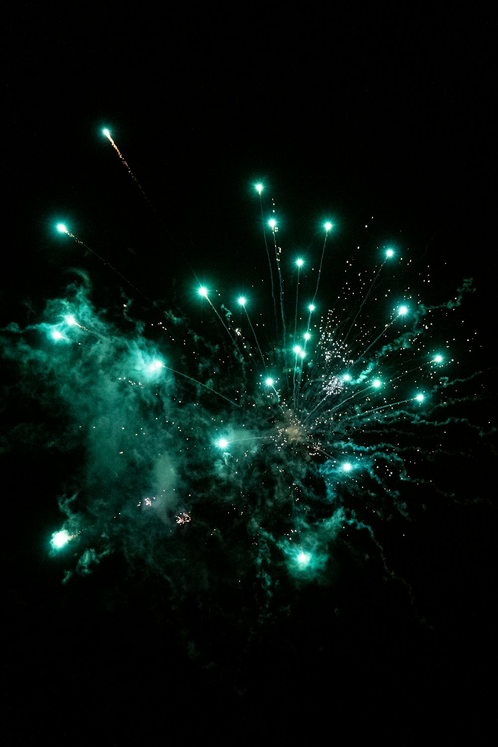 a bunch of fireworks are lit up in the night sky