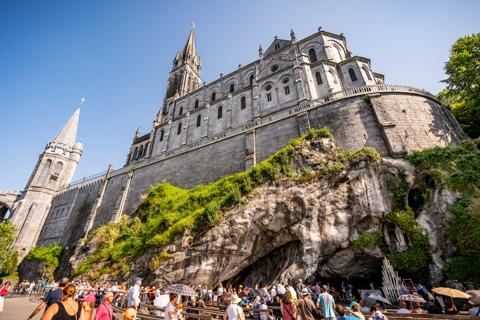 The Basilica of the Immaculate Conception above the grotto — Lourdes, France