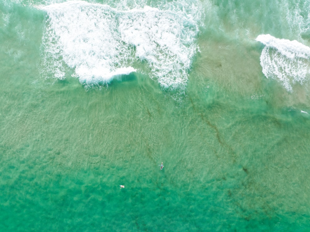 an aerial view of a body of water