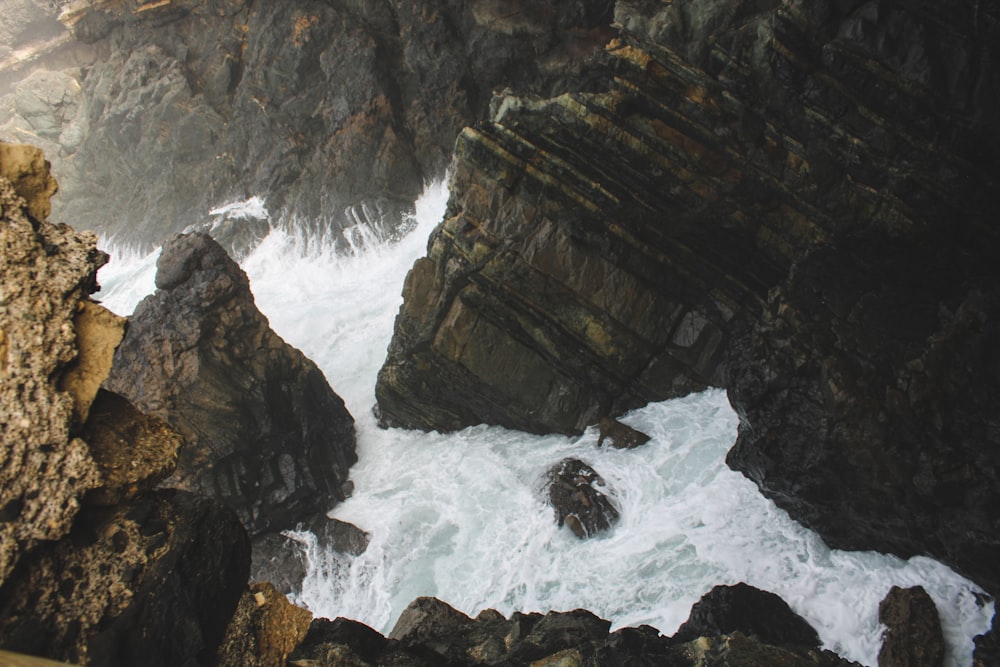 a view of the ocean from a cliff