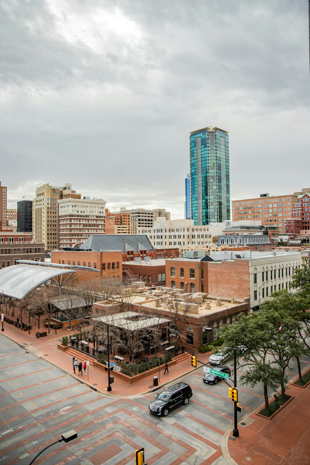 a view of a city with tall buildings