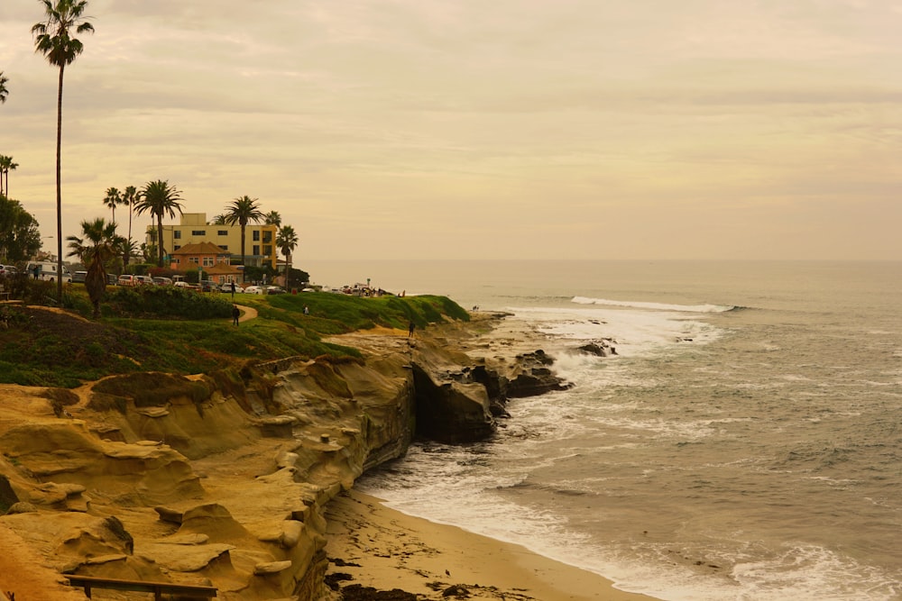 a view of the ocean from a cliff