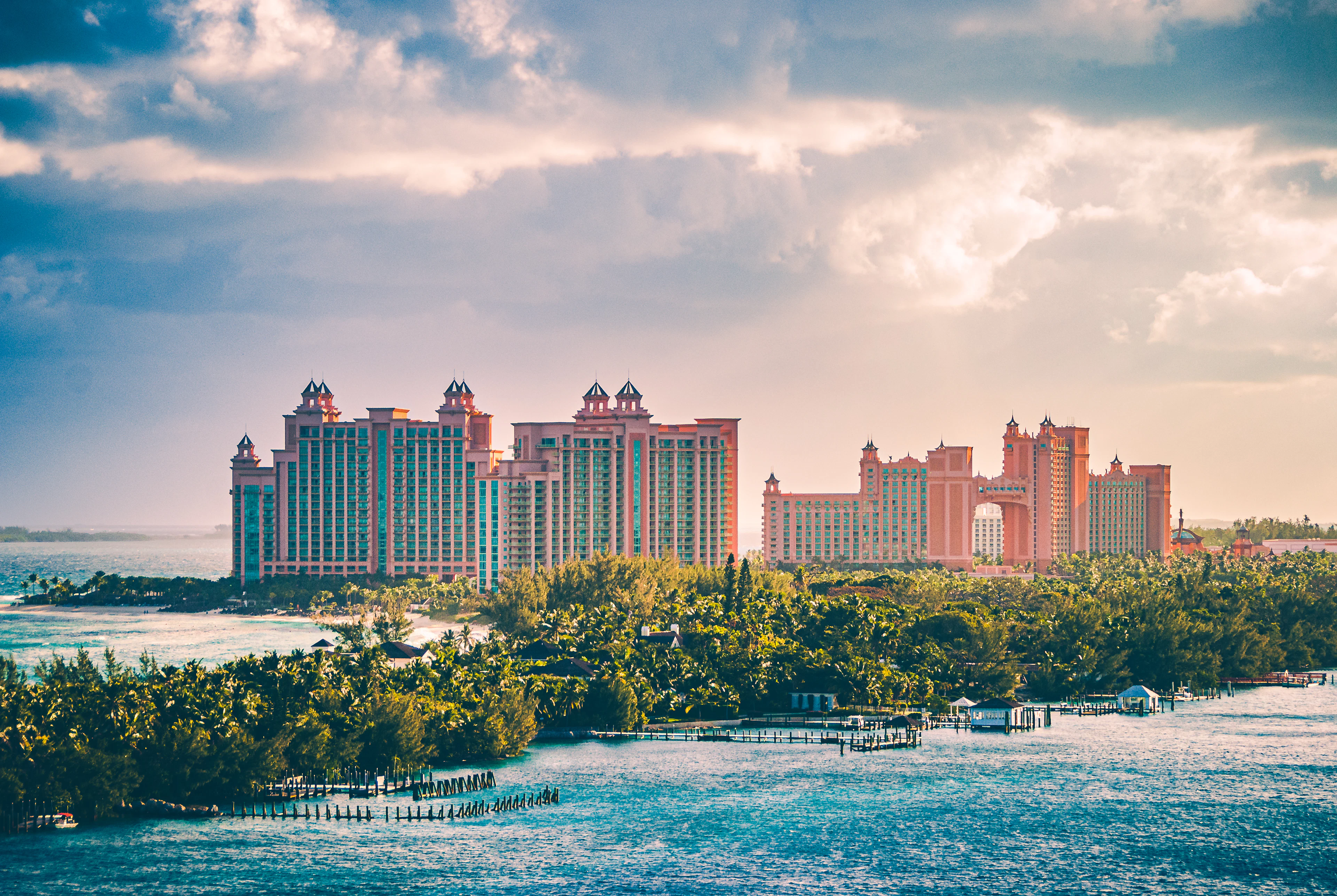 Resort towers across the water on Paradise Island