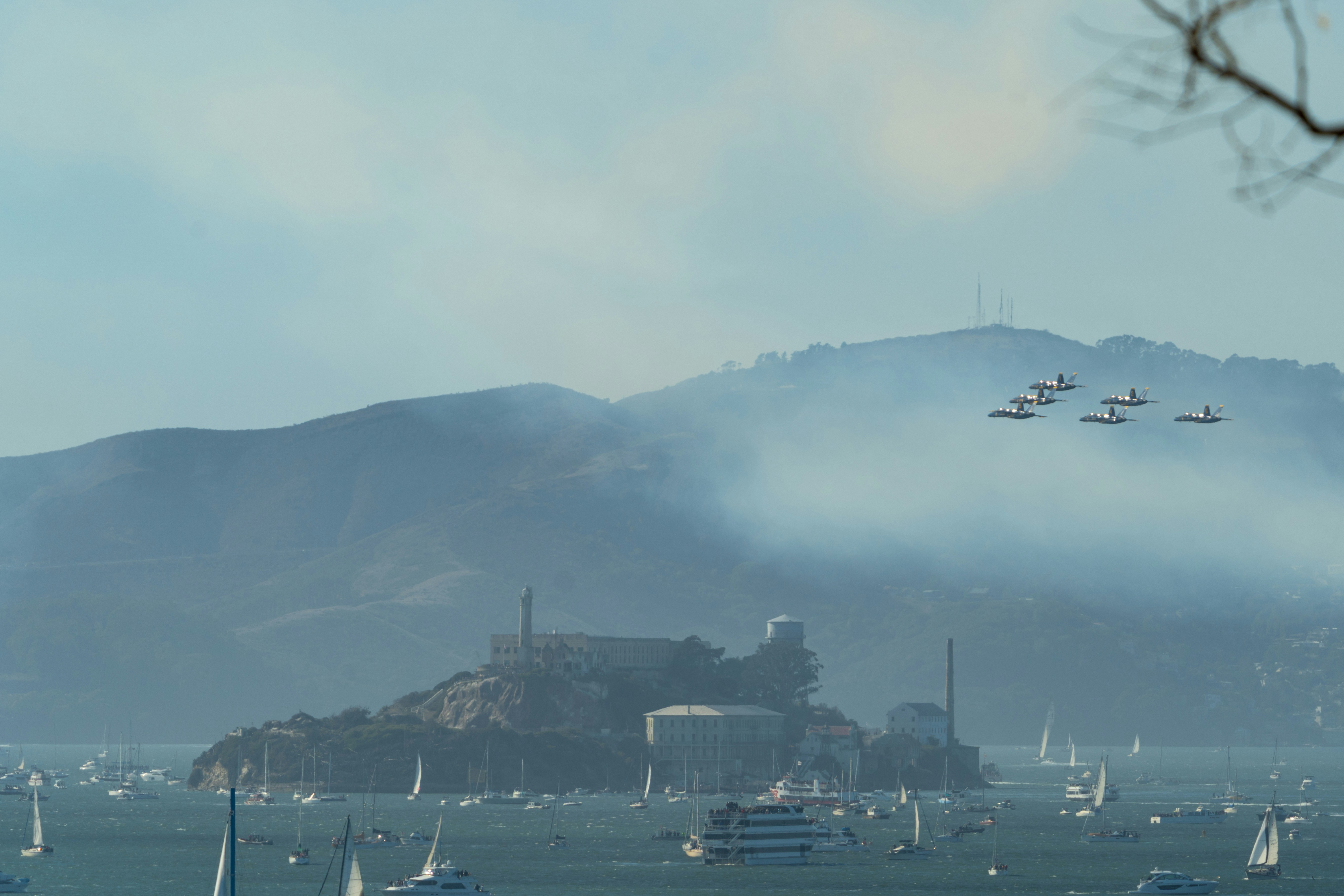 Blue Angles flying over Alcatraz