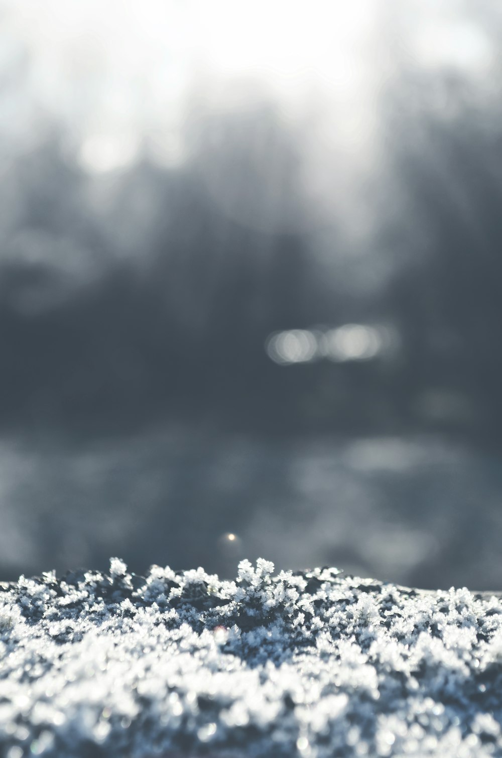 a close up of snow on the ground