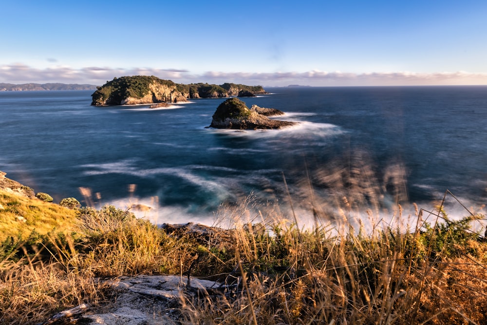 a body of water surrounded by land and water