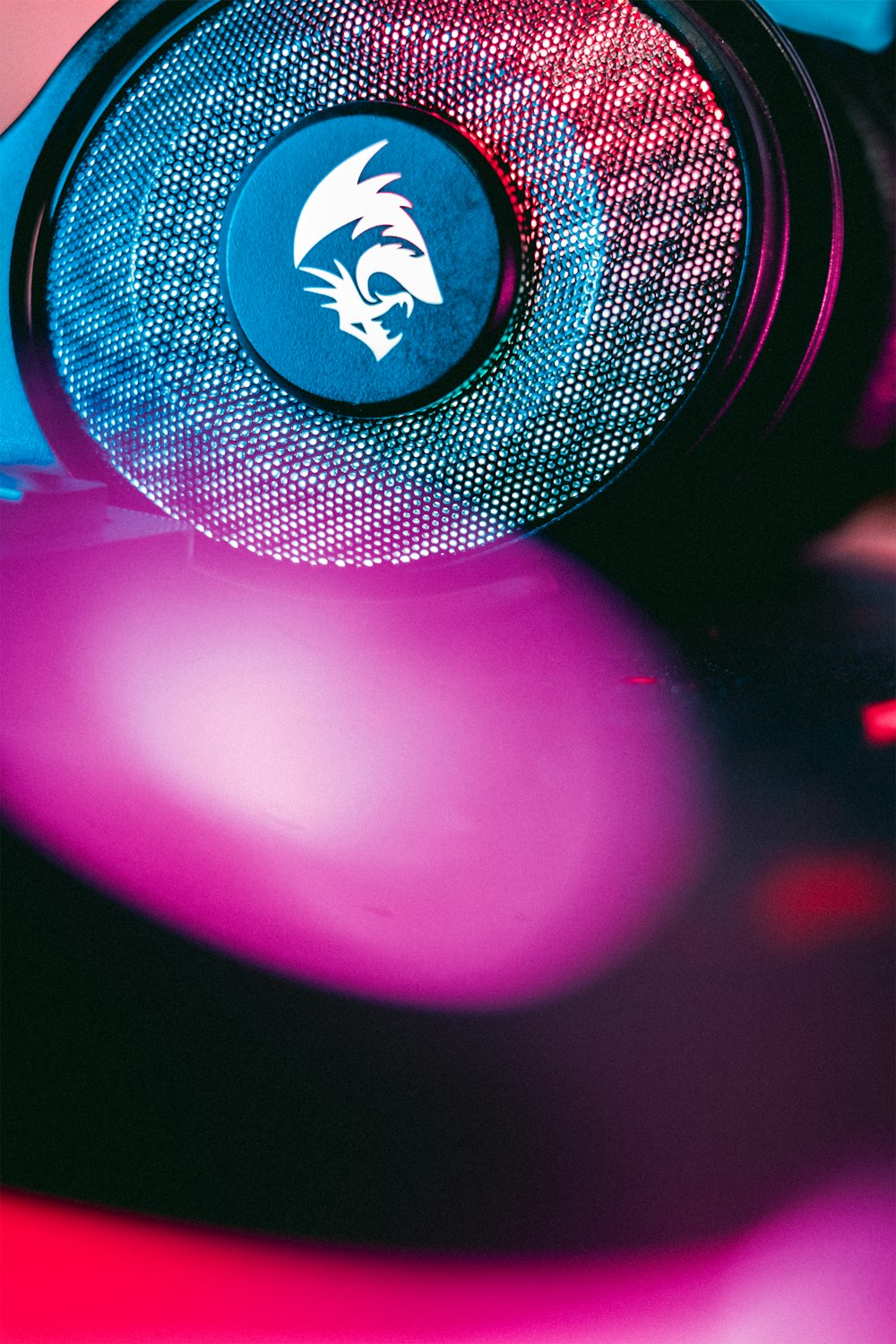 a pair of headphones sitting on top of a table