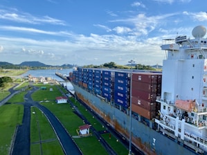 a large cargo ship in a body of water