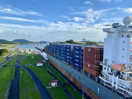 a large cargo ship in a body of water
