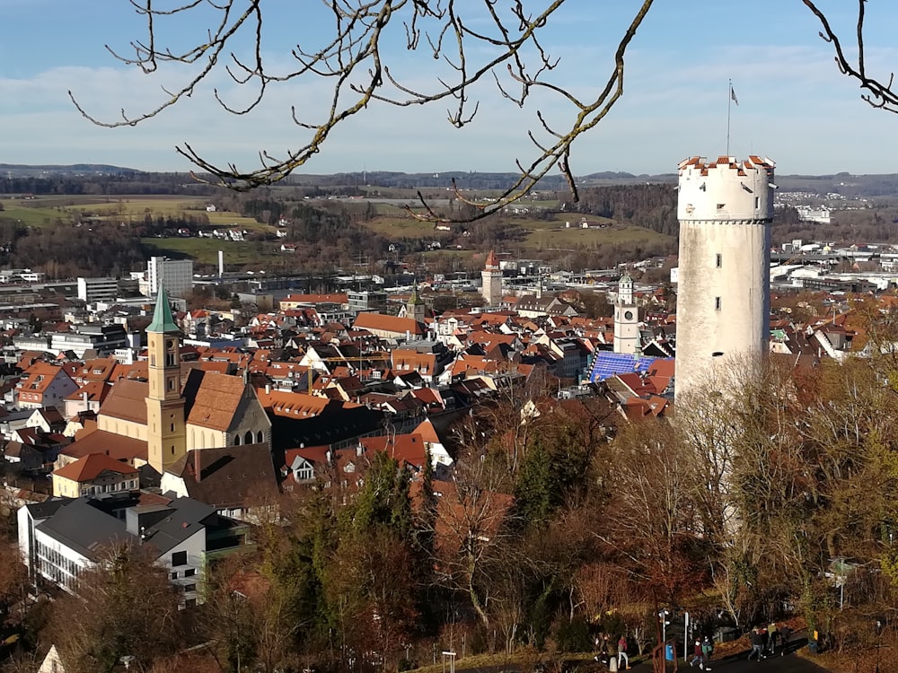 a view of a city from a hill