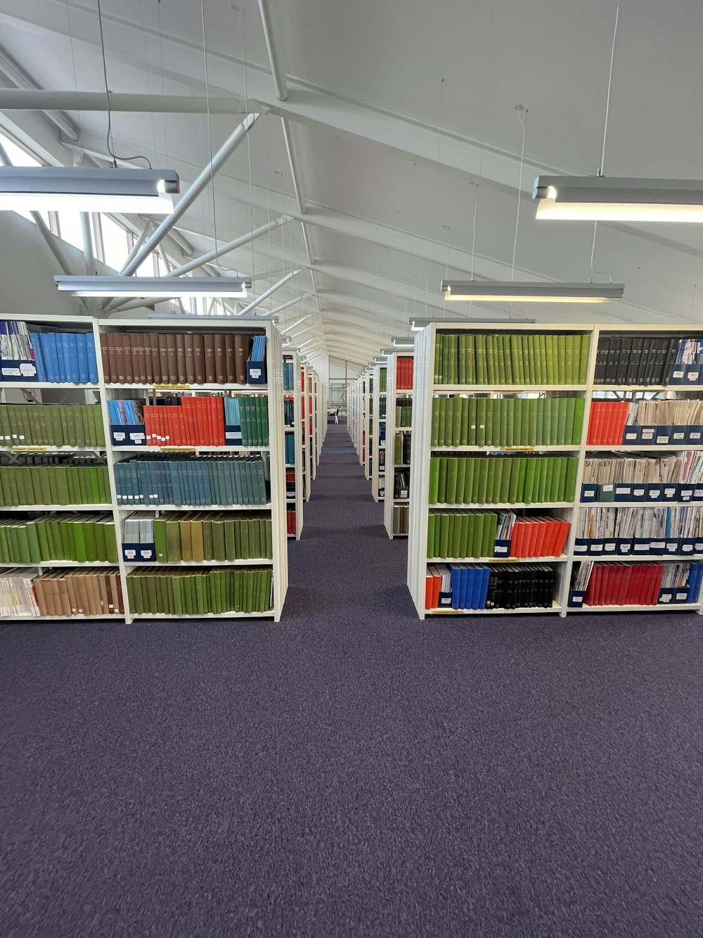 a row of shelves filled with lots of books