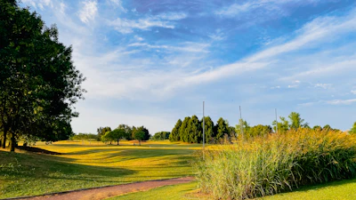 A scenic plot of land with green grass and clear skies, ready for building.