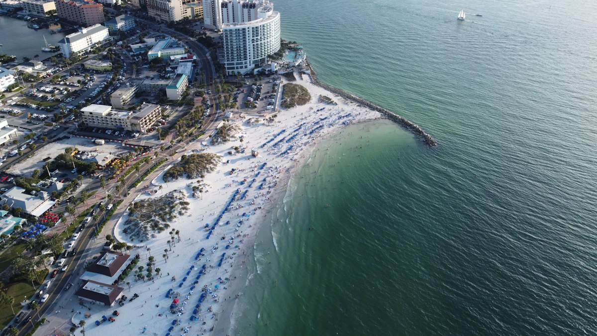 Aerial view of Clearwater Beach in Pinellas County