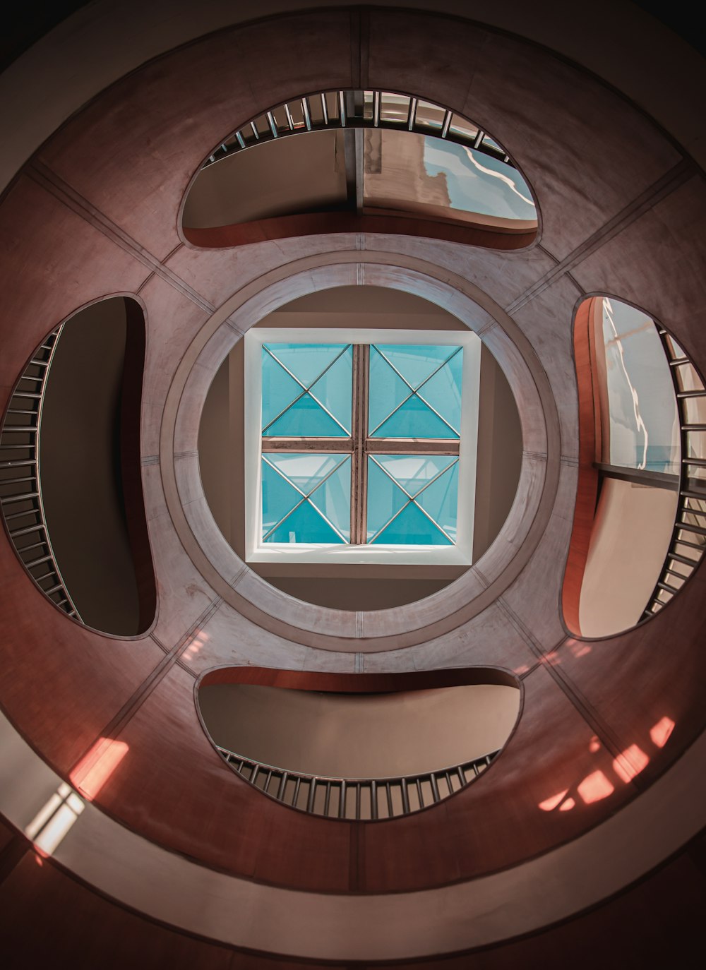 a view of a circular window in a building