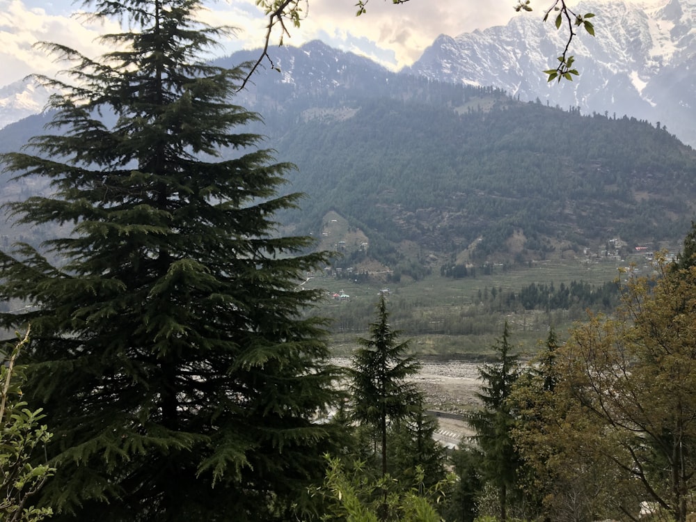 a view of a mountain range with a river in the foreground