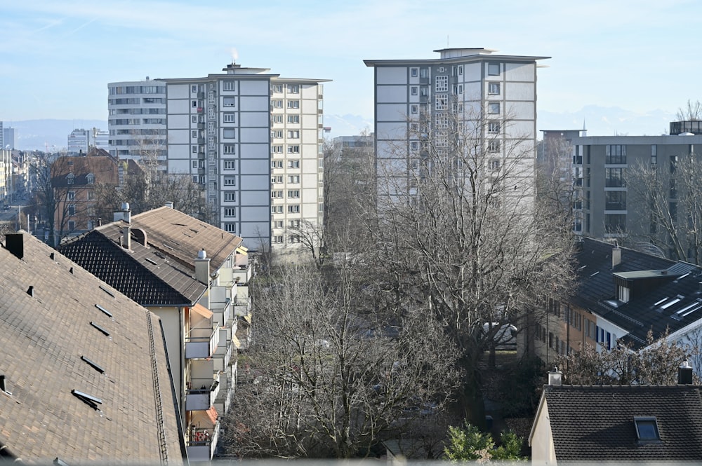 a view of some very tall buildings in a city