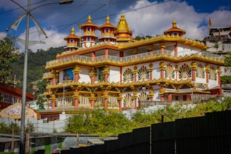 a colorful building with a lot of windows on top of it