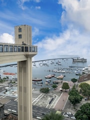 a view of a harbor with boats in the water