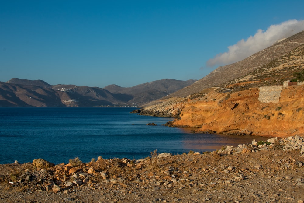 a large body of water surrounded by mountains