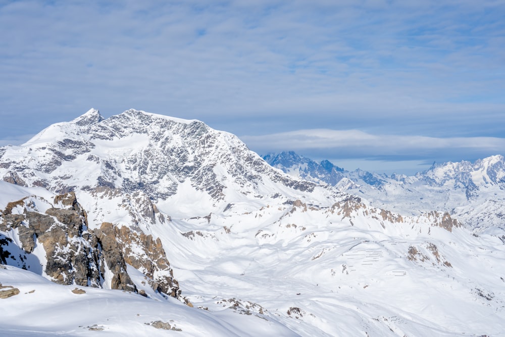 a snow covered mountain with a sky background