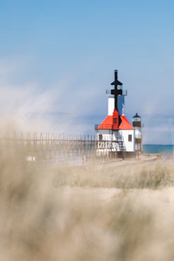 St Joseph, MI North Pier lighthouses from Tiscornia Park