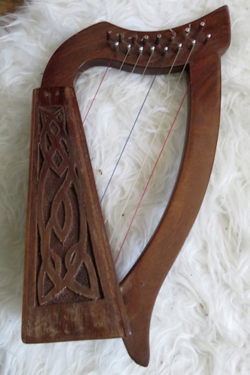 A beautiful crystal harp used for sound healing.
