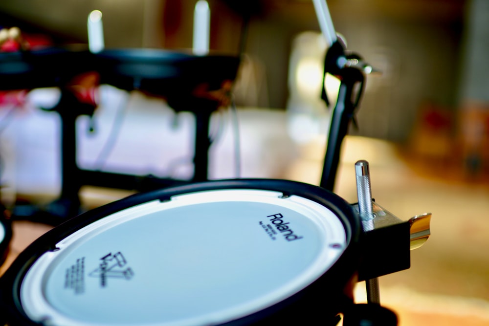 a close up of a musical instrument on a table