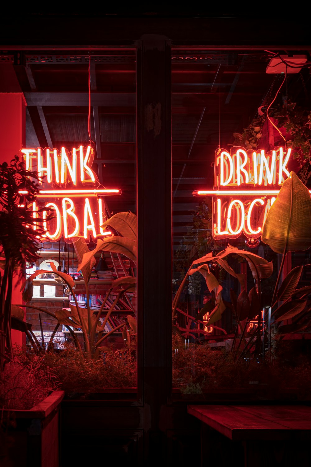 a window display of a drink local store