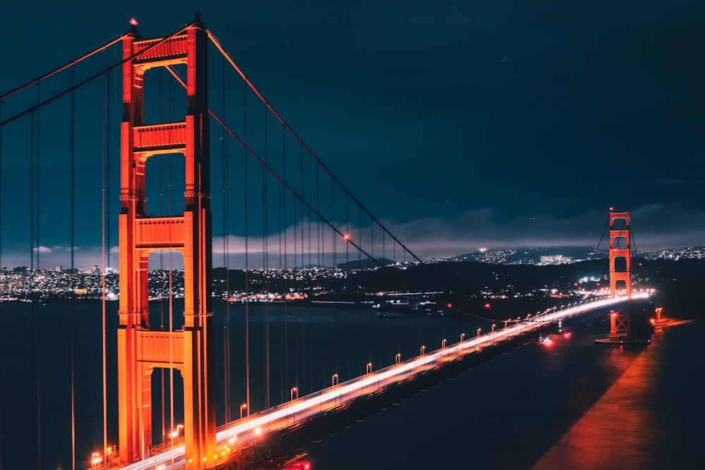 a view of the golden gate bridge at night