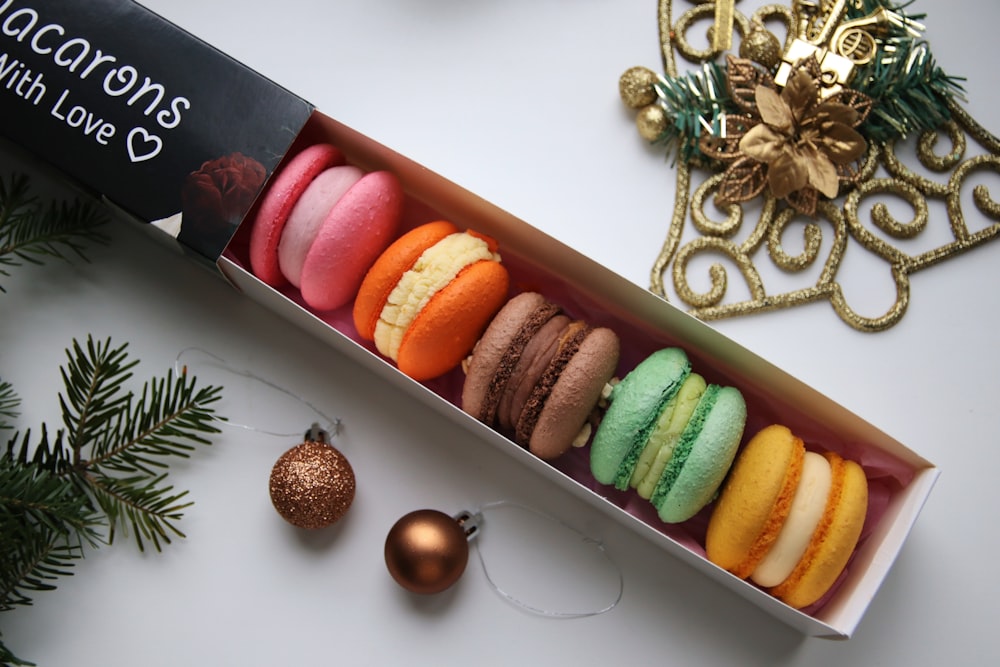 a box of macaroons with love written on it