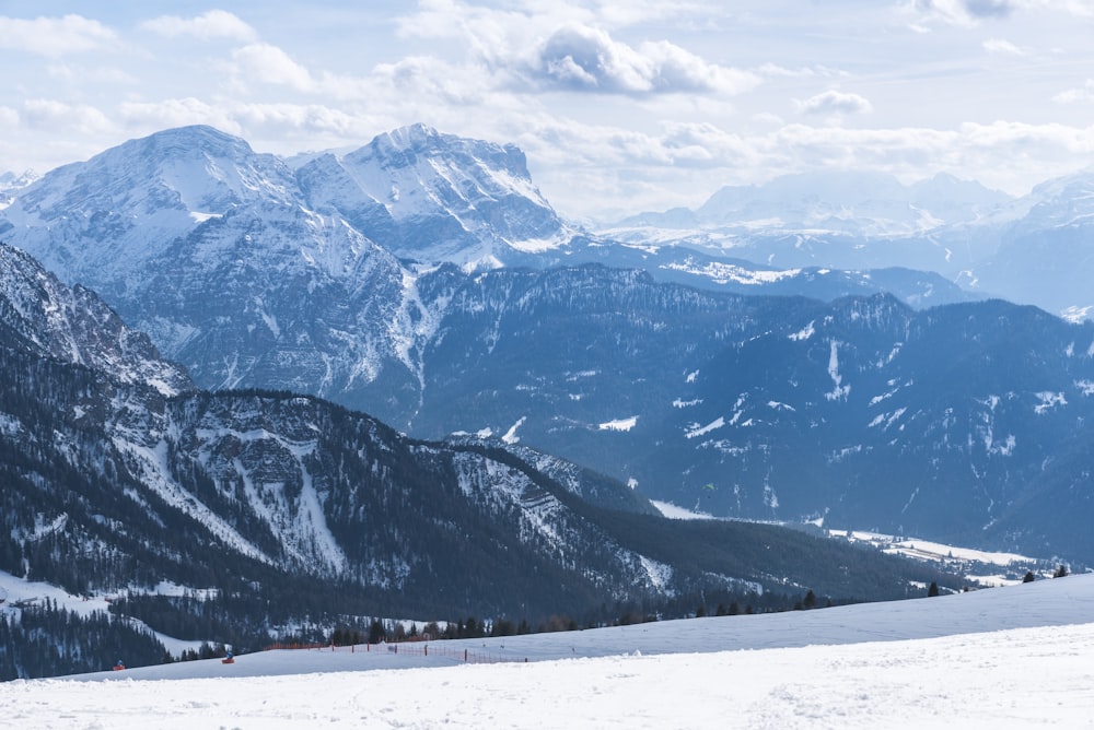 a person standing on a snow covered ski slope