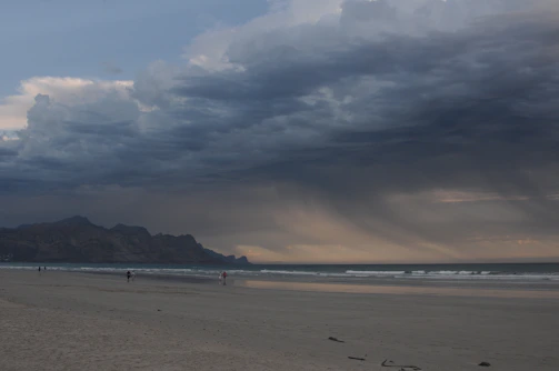 Storm clouds gathering above a lonely coastal path.