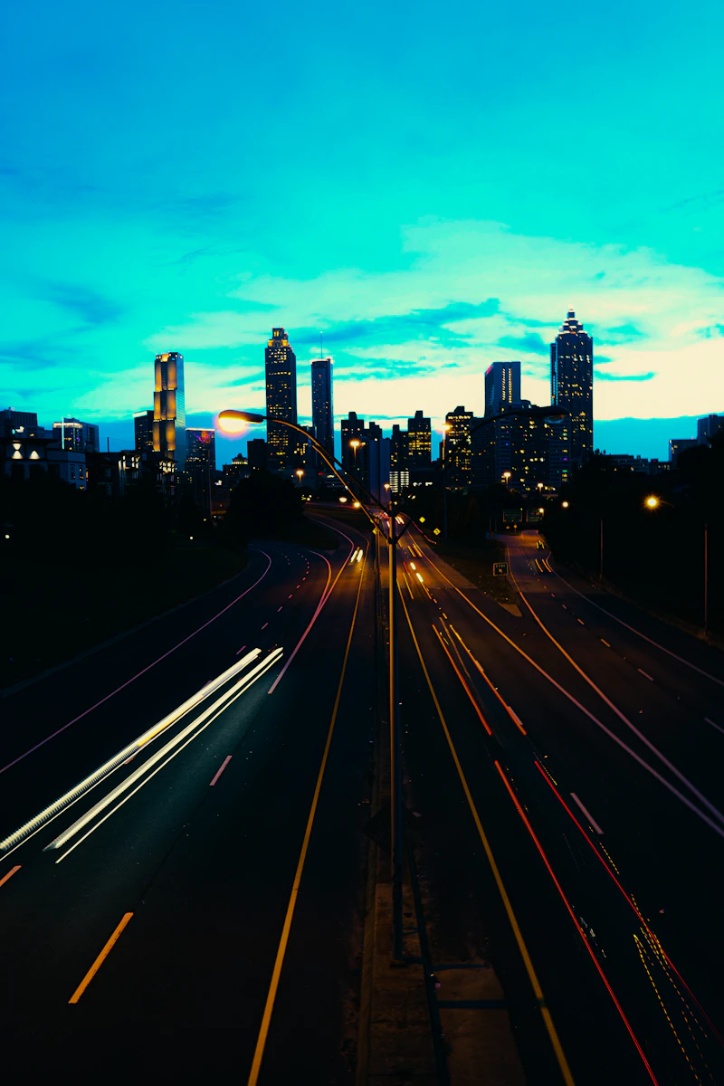 Atlanta trade expo venue - a view of a city street at night