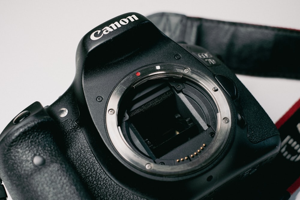 a canon camera sitting on top of a table