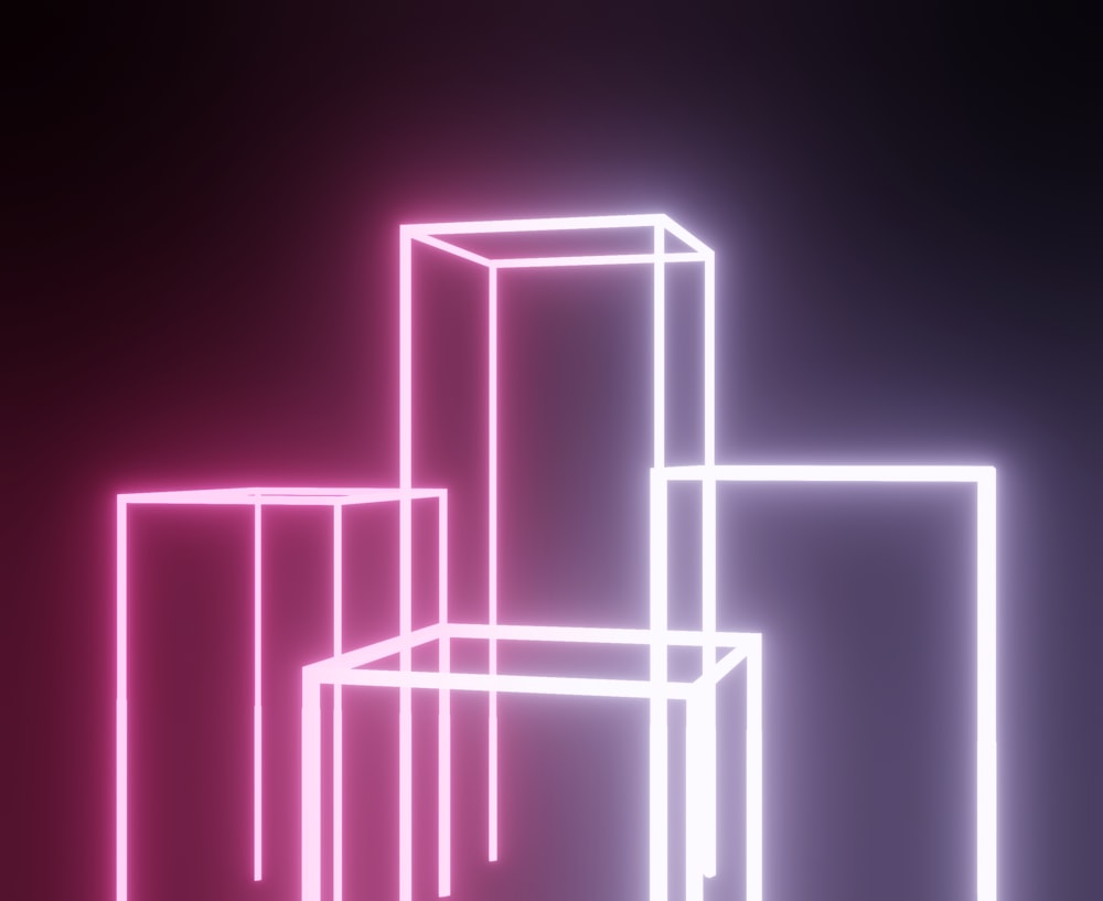 a group of neon cubes sitting next to each other