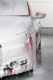 a car is covered in snow and ice