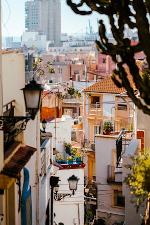 a view of a city with tall buildings