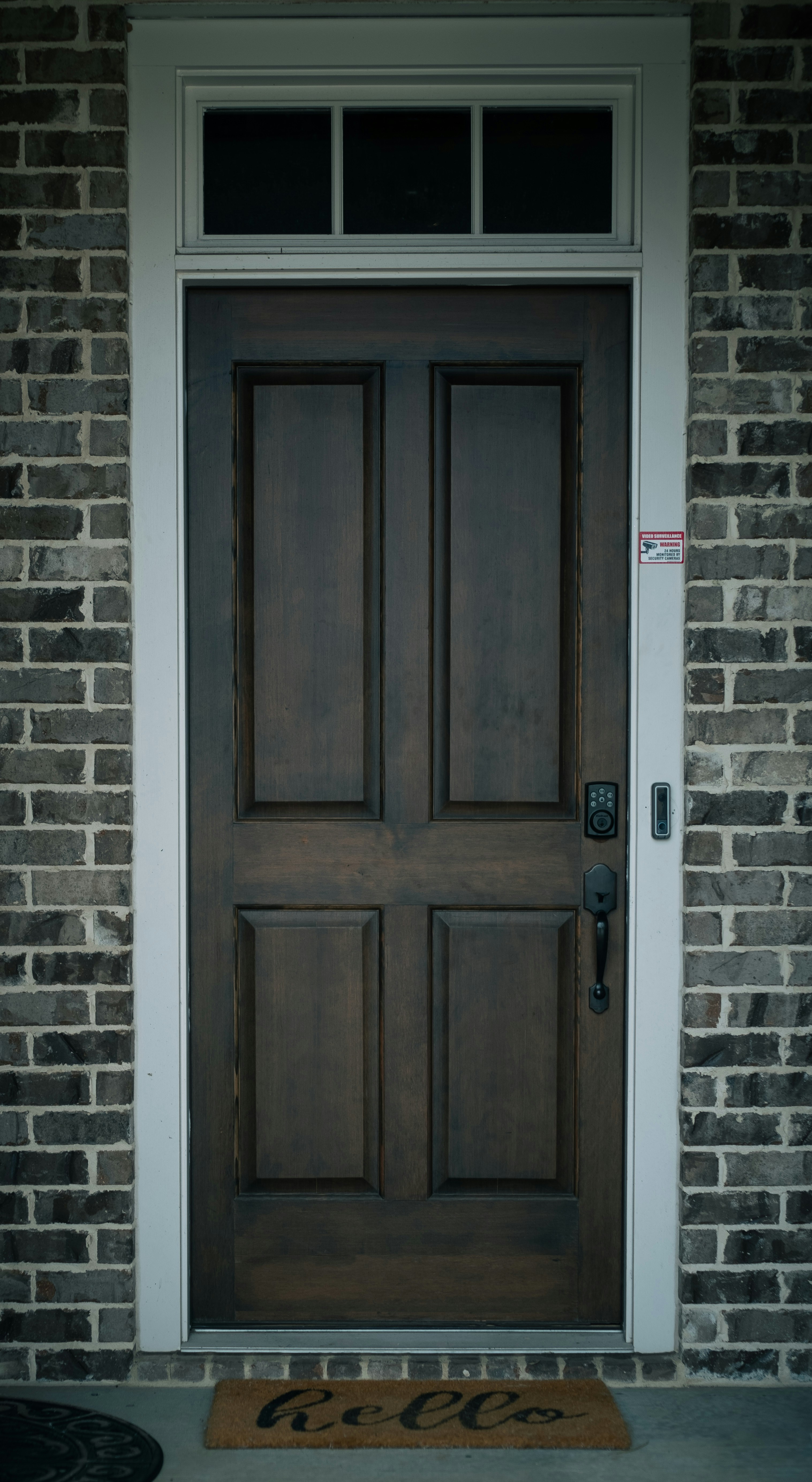 a dog is standing in front of a door
