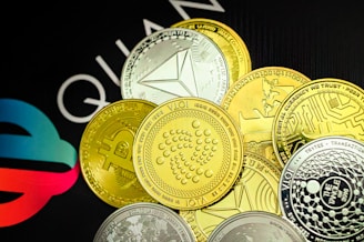 a close up of a pile of coins