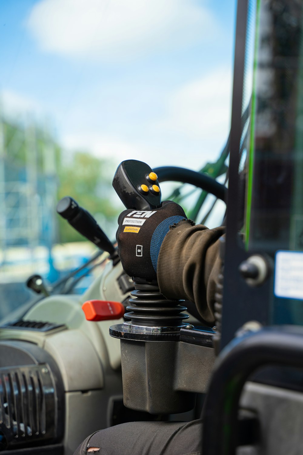 a close up of a steering wheel on a vehicle