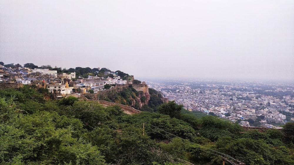 a view of a city from the top of a hill