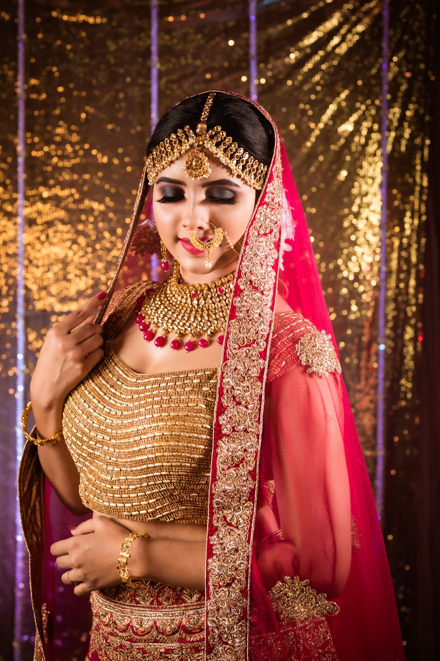 Bridal red and gold traditional wear