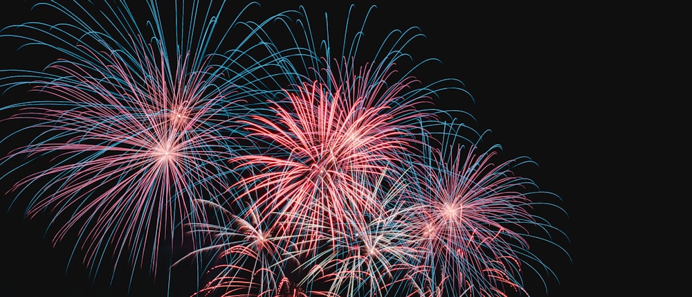 colorful fireworks exploding in the night sky