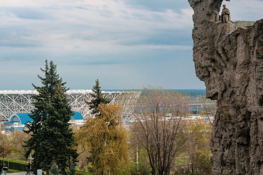 a view of a stadium from a distance